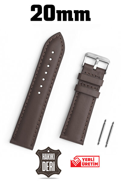 Saatse 20mm Brown Genuine Leather Watch Band Strap
