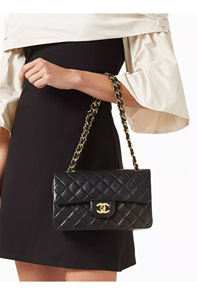 CHACA حقيبة صغيرة كلاسيكية ذات غطاء مزدوج من جلد الخروف