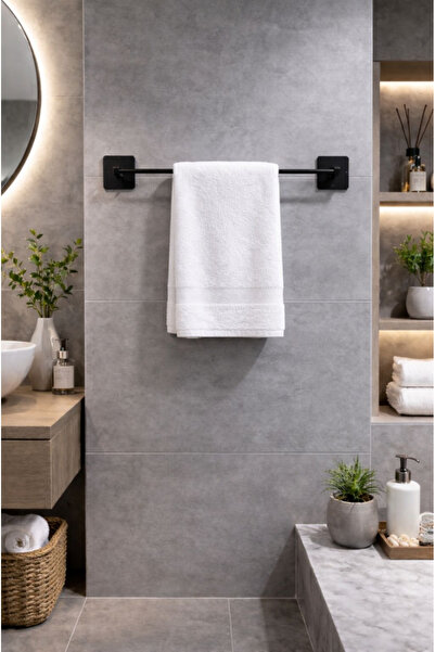 AYGÖREN HOME Lüks Siyah Yapışkanlı Vidalı Uzun Havluluk Mutfak /Banyo Havlu A...