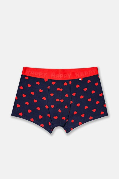 Happy Socks - Navy Blue Heart Patterned Boxer