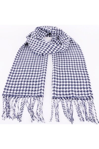 Joolar Eșarfă cu imprimeu picior de câine, pentru vreme rece, cu franjuri