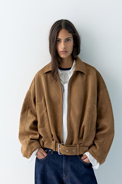 Pull & Bear Suni süet bomber ceket