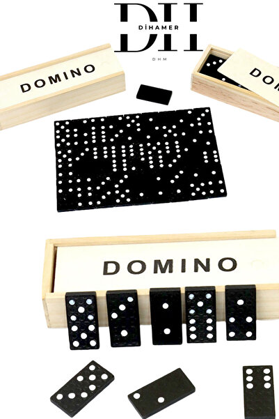 Dihamer Ahşap Domino Oyunu Mini Taşına Bilir Zeka Oyunu