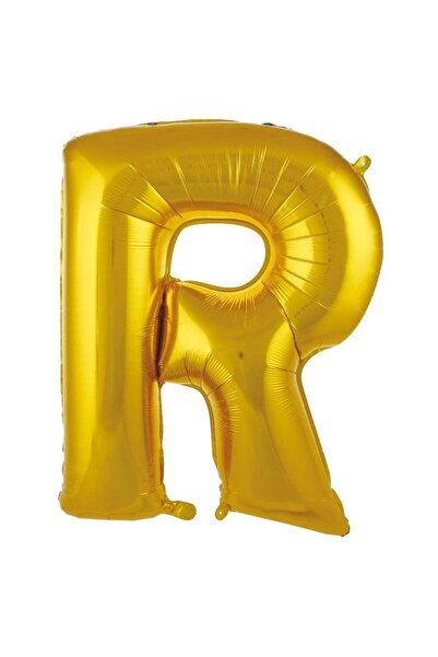 RÖNESANS PARTİ بالون فويل حرف R كبير الحجم ذهبي اللون مقاس 100 سم