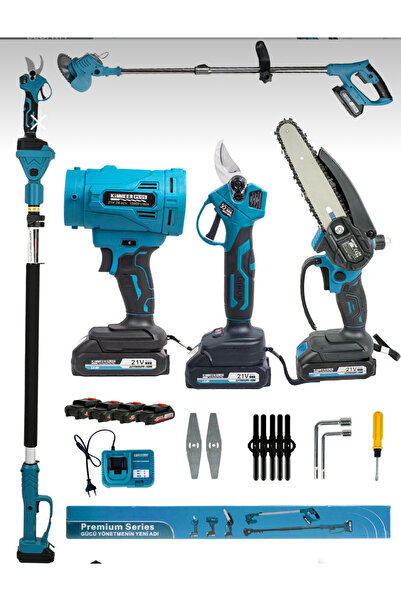 KIMMERPLUS Kimmer Şarjlı 5’li Set Şarjlı Makas Testere Yaprak Üfleme Çim Biçm...