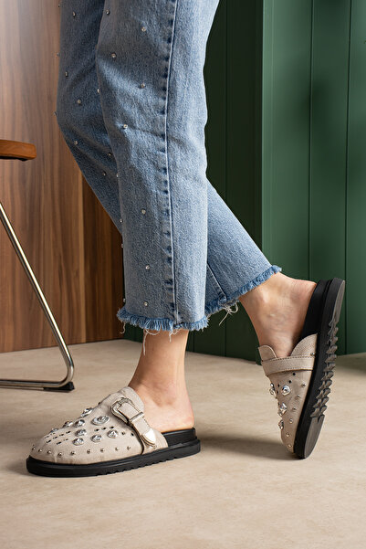 DUXAL SHOES Zlata Women's Stone Detailed Buckled Daily Slipper