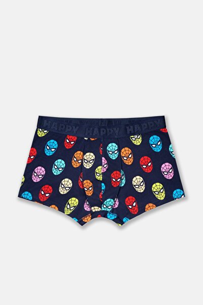 Happy Socks - بوكسر سبايدر مان منقوش باللون الأزرق الداكن