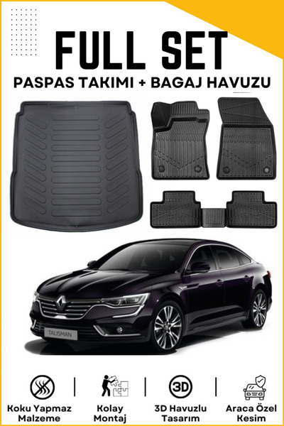 Rizline Renault Talisman 2015+ Uyumlu 3D Bagaj Havuzu