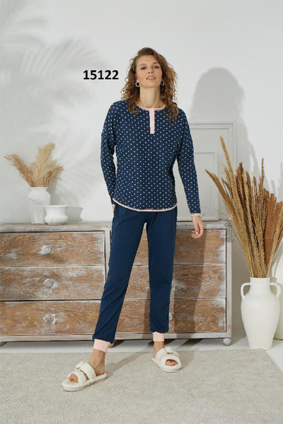 Sevim Navy Blue Women's Pajama Set