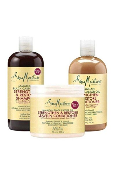 Shea Moisture Jamaican Black Castor Oil Shampoo, Conditioner And Leave-In Con...