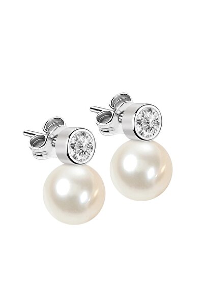 MORELLATO PEARL earrings, 925 silver, rhodium plated, natural pearls, white c...
