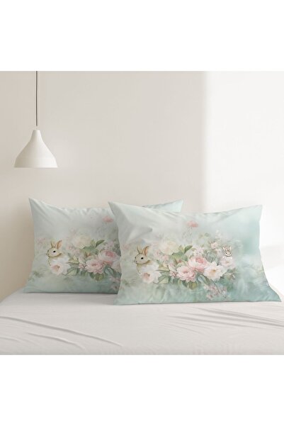 Lenjerii Deosebite Set of 2 3D pillowcases with flowers and bunnies, 50x70cm,...