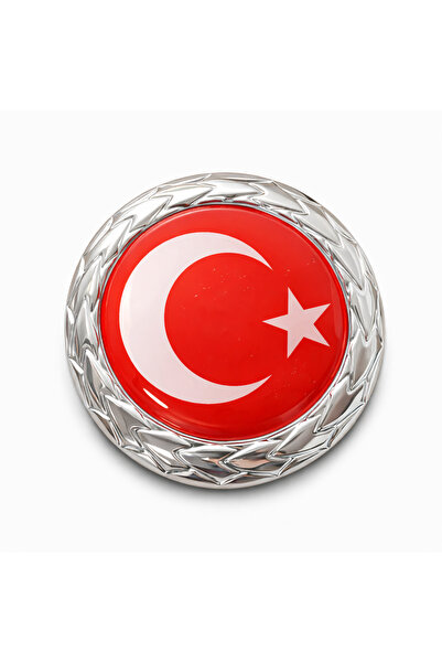 Mega Oto Market Türk Bayraklı Metal Araç Amblemi Krom Desenli Çerçeveli 3D Ot...