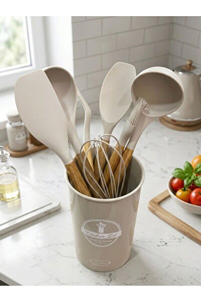 Lavin Ahşap Saplı 8 Parça Servis Seti Büyük Boy