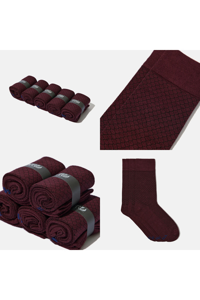 VARDAR SOCKS Dikişsiz Bambu Çorap Bordo Renk Erkek Çorap Kutulu 5 Çift Premium Uzun Çorap Soket Çorap Mix