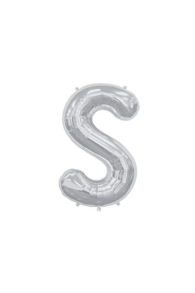 BEST PARTİ Large Size Silver Color 100 cm Letter S Foil Balloon