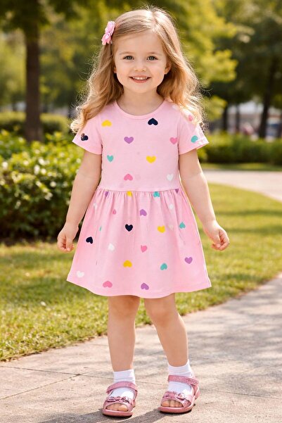 zahider Devojčina letnja haljina sa šarenim srcem od 100% pamuk dela Sa deznom