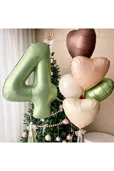 Partifabrik Sage Green 4-Year-Old 5-Piece Foil Balloon Set