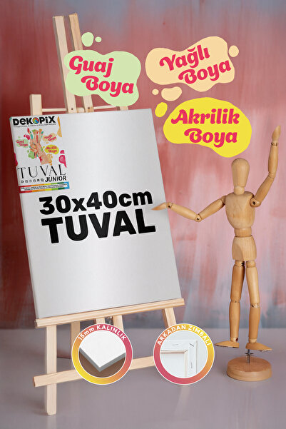 Dekopix 30x40cm Dikdörtgen Arkadan Zımbalı Premium Hazır Tuval Boş Tuval Tabl...