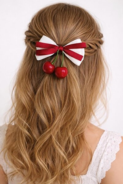 Tokacınız Cherry Detailed Bowknot Hair Clip
