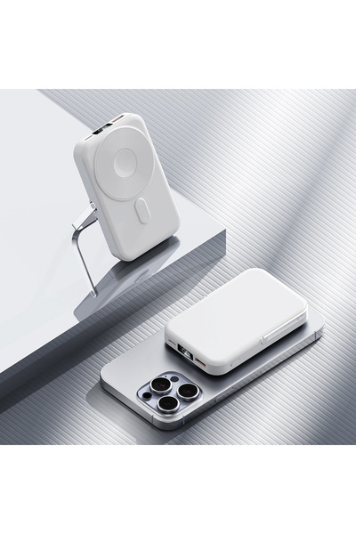 OEM Power Bank MagSafe, 10000 mAh, 22.5W, Integrated Stand, White