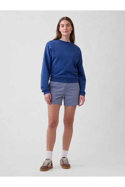 GAP Kadın Mavi 5" Mid Rise Downtown Khaki Şortlar