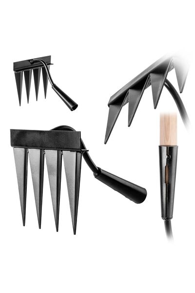 KADAX Sapă pentru plivirea solului, greblă cu sapă, afânător de grădină cu 4 ...