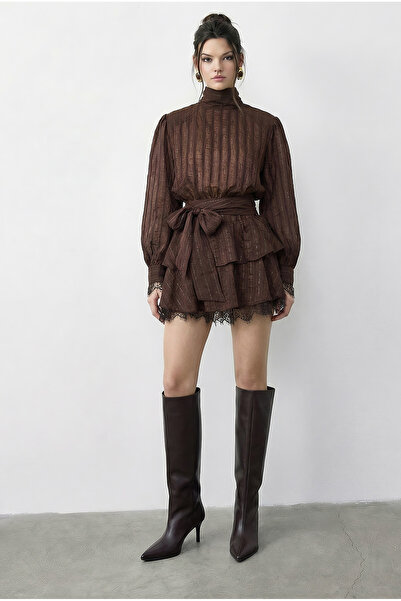 Bianco Lucci Γυναικεία ρίγαντα ρούχα Με σχέδιο Με βάτες Δαντέλα Λεπτομερές μί...