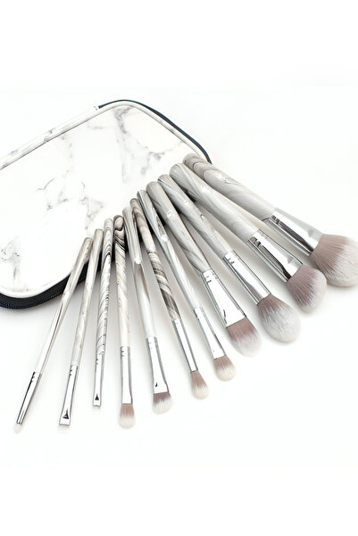 Yallabena ✨ 11-Piece Makeup Brush Set with Case – Minimalist Grey Luxury Coll...