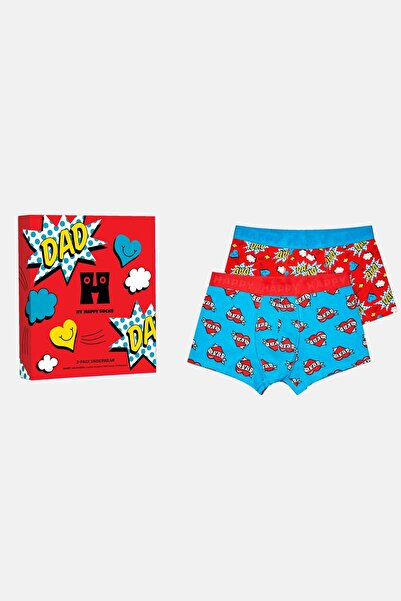 Happy Socks مجموعة بوكسر متعددة الألوان مكونة من قطعتين بتصميم سوبر داد