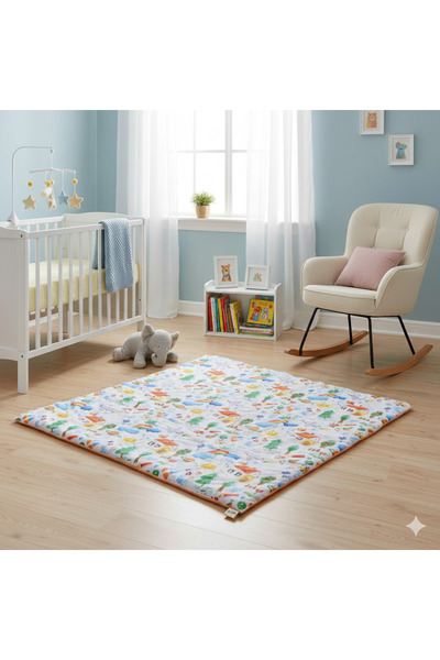 SALLHOMEE Renkli Gökkuşağı Desenli Oyun Halısı Yumuşak Pamuklu, Unisex