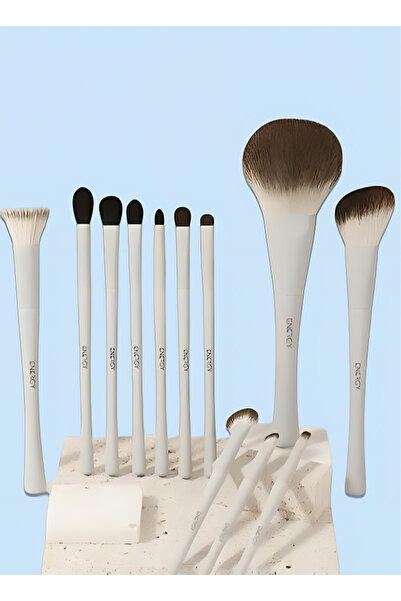 Energy 12-Piece Professional Makeup Brush Set – Matte White Handles with Stor...