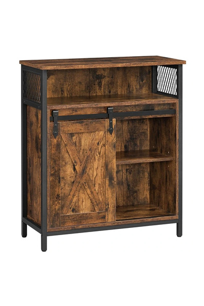 VASAGLE Dulap de depozitare cu ușă glisantă tip hambar, 70x30x80 cm, maro rus...