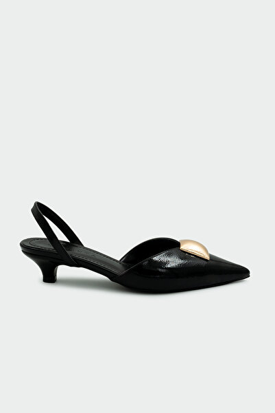 LAMİNTA Ontri Gold Accessory Women's Black Heeled Shoes