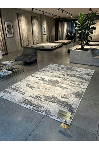 Dinarsu Samir Gri Serpme Kaymaz Jel Kesme Halı Yolluk