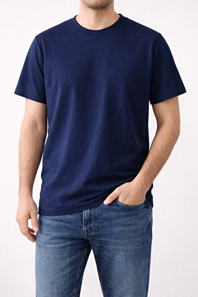 Rokeby Bărbați basic guler rotund bumbac Croială relaxată Guler rotund Albast...