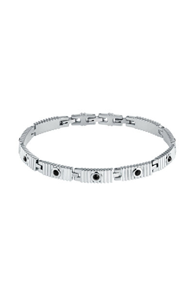 MORELLATO Urban bracelet, silver stainless steel, black crystals, length 21cm...