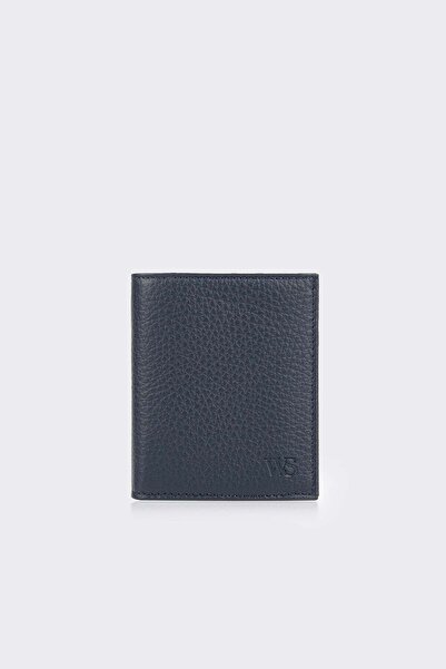 White Stone Navy Blue Premium Vertical Leather Men's Wallet