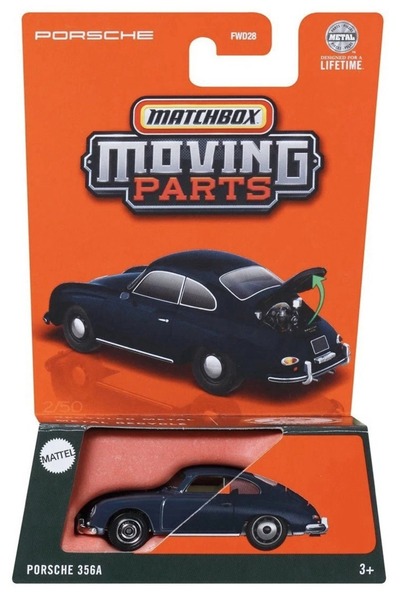 HOT WHEELS غطاء محرك معدني قابل للفتح من ماتشبوكس لسيارة بورش 356A بمقياس 1:64