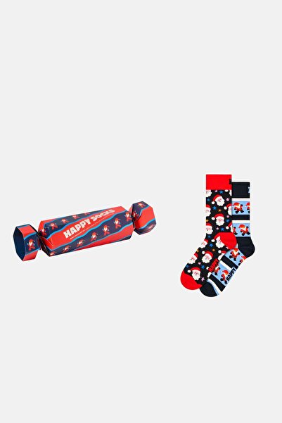 Happy Socks Red Celebration Patterned 2-Piece Cotton Gift Sock Set