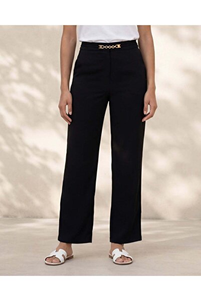 REDTAG Women Black Plain Casual Trouser