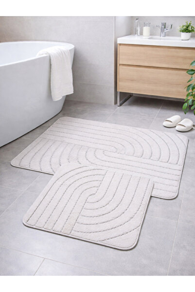 Myevilla Premium Natural Pamuk Kupatilski otirač Set Protivklizno Tkano Baza ...