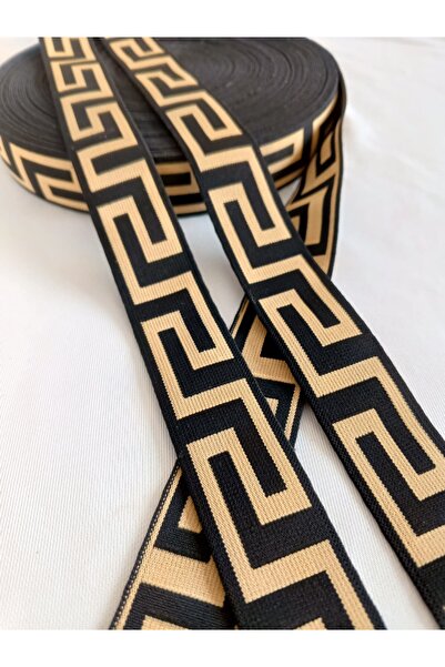 ULUPAMİR شريط مطاطي أصفر أسود منقوش قطعة 2.5 سم 1 متر