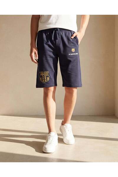 REDTAG شورت رياضي برشلونة باللون الكحلي للأولاد الكبار