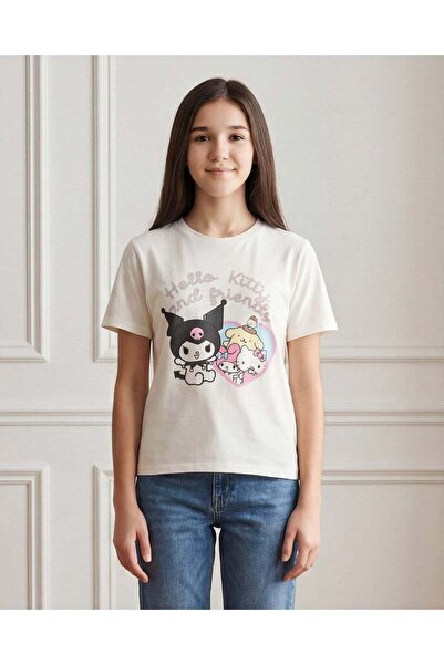 REDTAG Senior Girls White Kuromi Graphic T-Shirt