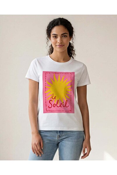 REDTAG تي شيرت نسائي مطبوع عليه صورة باللون الأبيض