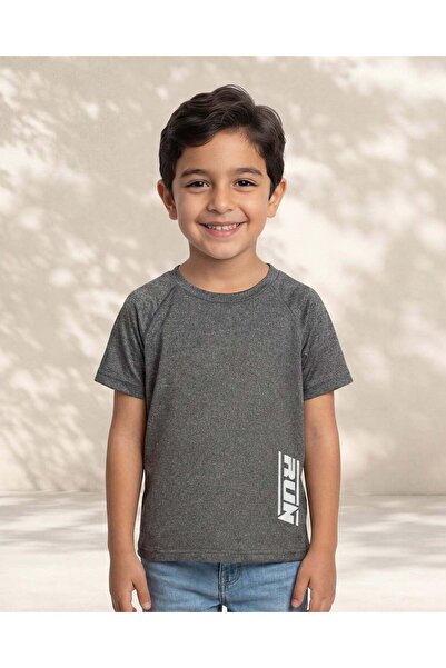 REDTAG Boys Charcoal Active T-Shirt