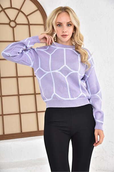 Park Karon Ženski pleteni džemper sa okruglim izrezom i uzorkom