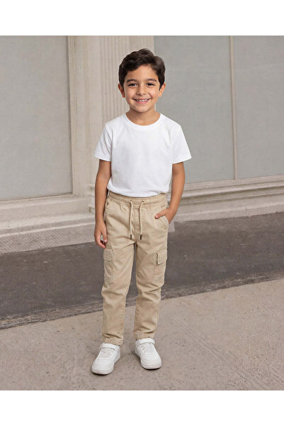 REDTAG بنطال أولادي بيج من قماش التويل سهل الارتداء