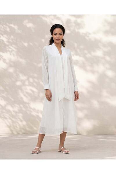 REDTAG فستان ماكسي أبيض مطبوع للنساء